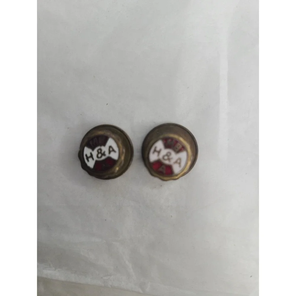 Vintage H&A Brass MB A Enamel Shirt Studs Collectible
